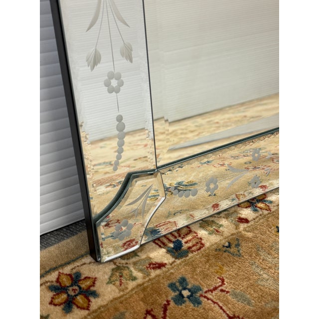 Venetian Cut + Etched Glass Gypsy Wall Mirrors, Pair For Sale - Image 9 of 12