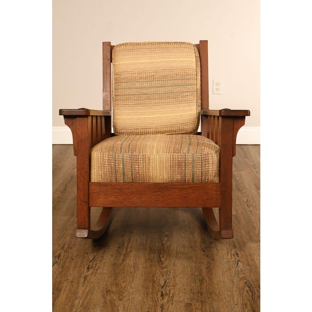 Antique Lifetime Arts And Crafts Oak Rocking Chair For Sale - Image 13 of 18