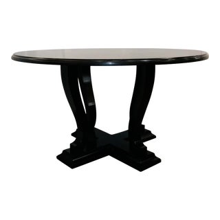 Ralph Lauren Black Lacquered Wood Round Basalt Center Table/Dining Table For Sale