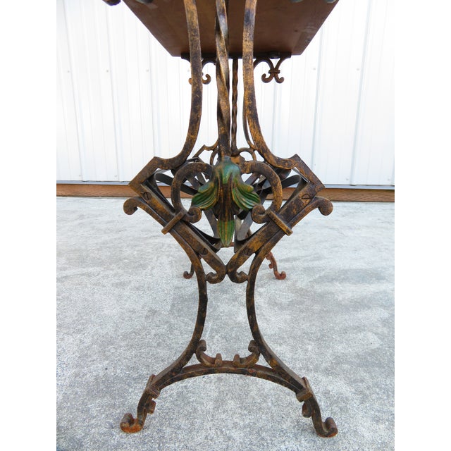 Early 20th Century Vintage 1930's Hand Forged Wrought Iron Gilt Side Table ~ Spanish Revival ~ Hollywood Regency ~ French ~Plant Stand For Sale - Image 5 of 18