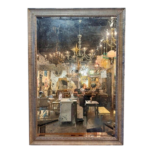 Jansen Design Distressed Eglomise’ Silver Leaf Mirrors For Sale
