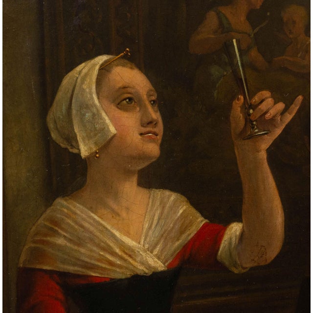 Realism Eugene Van Hove Woman in Interior Scene, 19th Century For Sale - Image 3 of 8