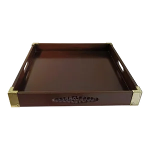 Mid 20th Century English Campaign-Style Mahogany Butler / Serving Tray With Brass Corners