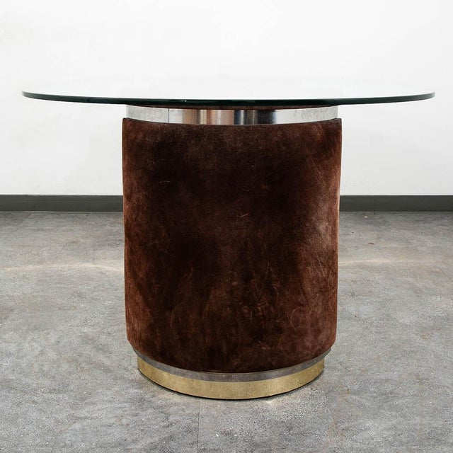 Mid-Century Modern Mid Century Modern Dining Table Glass Curved Mirrored Velvet Attributed to Willy Rizzo Italy For Sale - Image 3 of 10