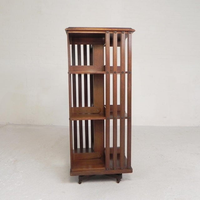 Wood Mahogany Book Carousel by G. Borgeaud, Paris, 1930s For Sale - Image 7 of 18