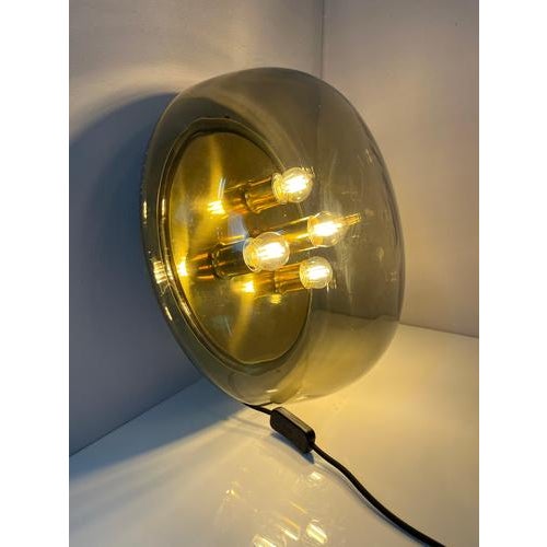 Wall or Ceiling Lamp in Brass and Smoked Glass from Kaiser Idell / Kaiser Leuchten For Sale - Image 3 of 11