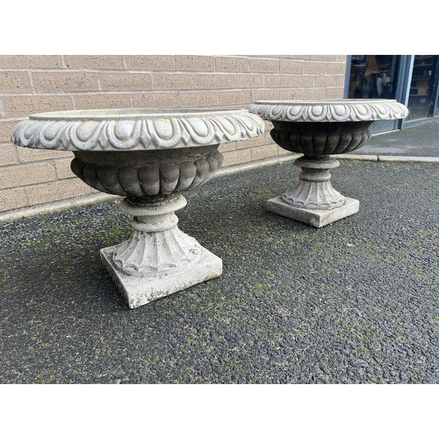 English Cast Stone Garden Urns, Set of 2 For Sale - Image 4 of 18