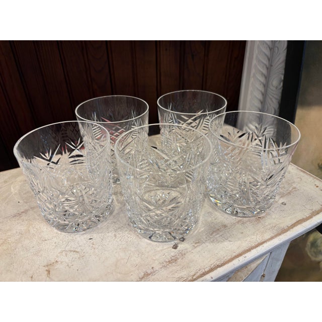 Traditional 1960s Cut Crystal Rocks Glasses - Set of 4 (And a Spare) For Sale - Image 3 of 6