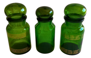 Belgian Cobalt Green Apothecary Jars, 1920s, Set of 3