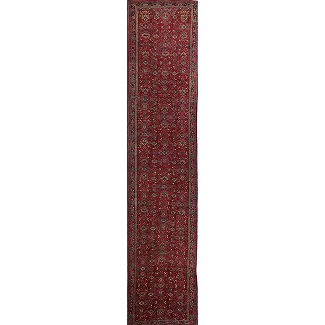 1960s Vintage Persian Heriz Runner Rug 3’9″ X 19’3″ For Sale - Image 9 of 10