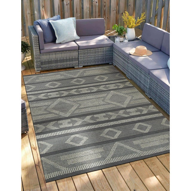 5x8 Vibrant Iris Gray Tribal Geometric Contemporary Handmade Wool Carpet Rug For Sale - Image 9 of 9
