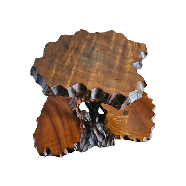 Vintage Japanese Three-Tier Free Form Hardwood Japanese Side Table or plant stand in very good vintage condition. Measures...