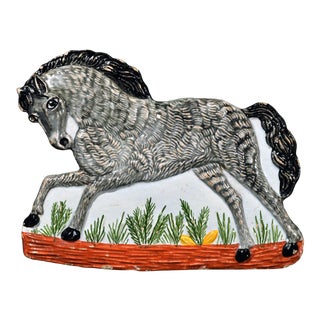 Continental Faience Plaque in the From of a Horse, Probably Rorstrand For Sale