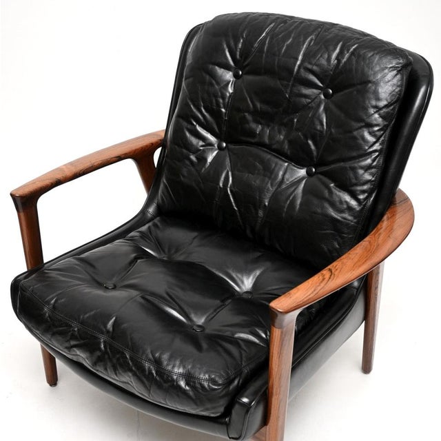 Wood Vintage Swedish Armchairs in Leather by Inge Andersson from Brødere Andersen, 1960, Set of 2 For Sale - Image 7 of 11