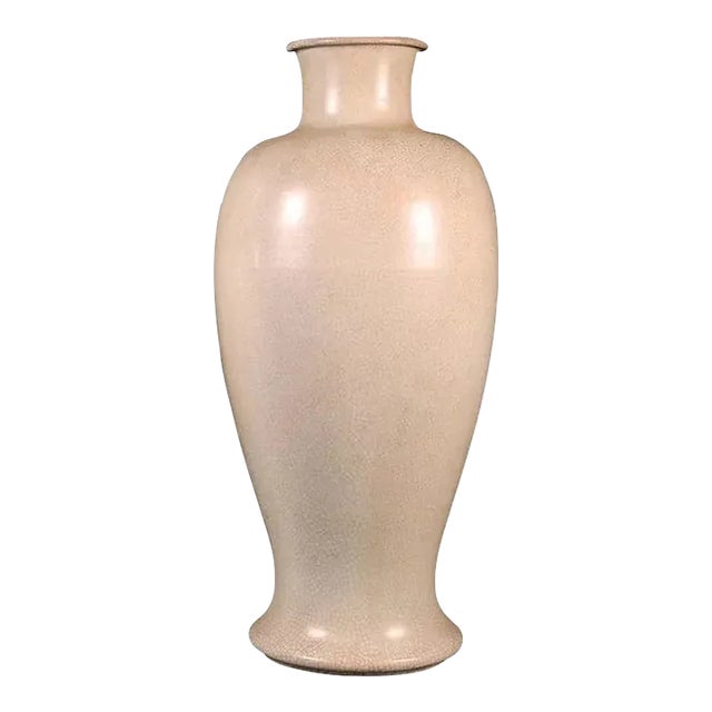 19th Century Chinese Porcelain Monochrome Crackle Glaze Baluster Shaped Vase For Sale