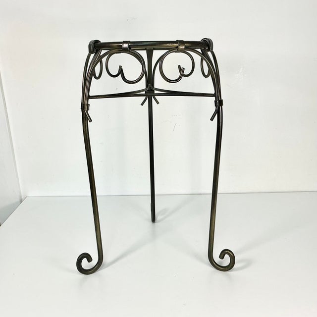 Late 20th C Vintage Brutalist Metal Plant Stand For Sale - Image 4 of 11