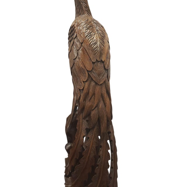 Monumental Hand-Carved Tropical Hardwood Phoenix Sculpture, 80″ High For Sale - Image 12 of 14