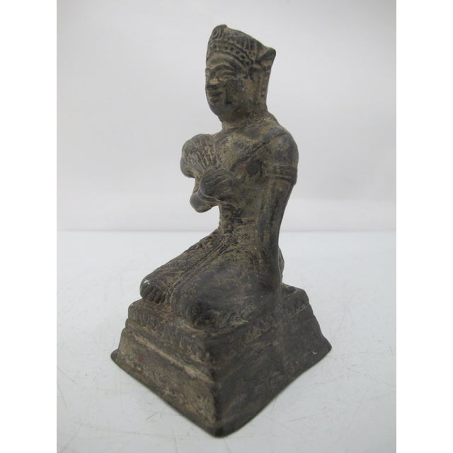 19th Century Thai Antique Bronze Phra Mae Phosop Rice Goddess Buddhist Statue Figurine For Sale - Image 5 of 9