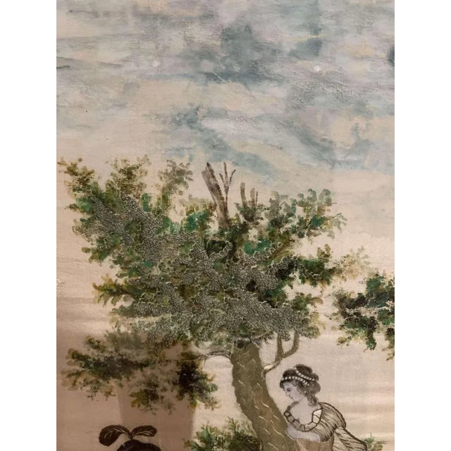 19th Century Swedish Silk Artwork with Child Berry Picking For Sale - Image 6 of 12