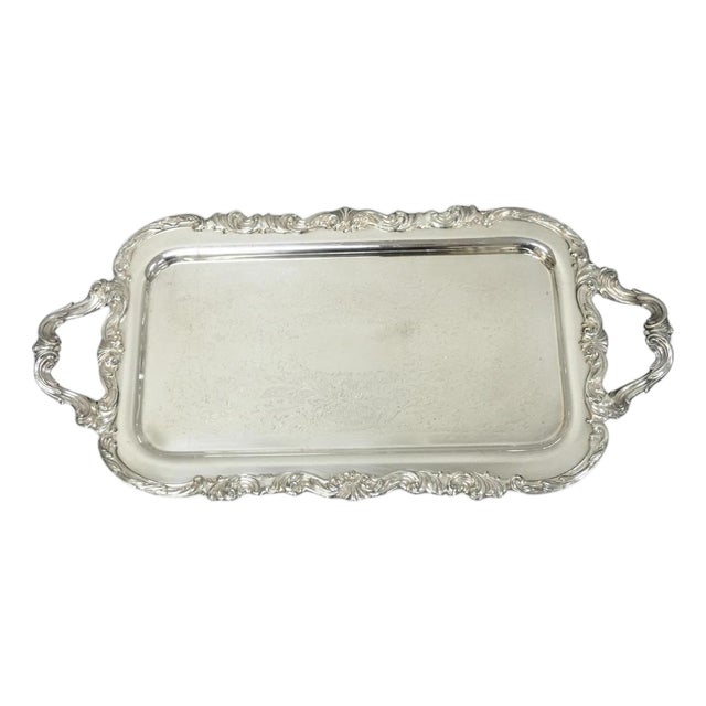Vintage Fb Rogers 1338 Victorian Silver Plated Narrow Serving Platter Bar Tray For Sale