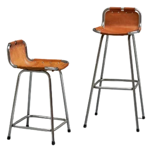 Les Arcs Stools in Leather attributed to Charlotte Perriand, 1950s