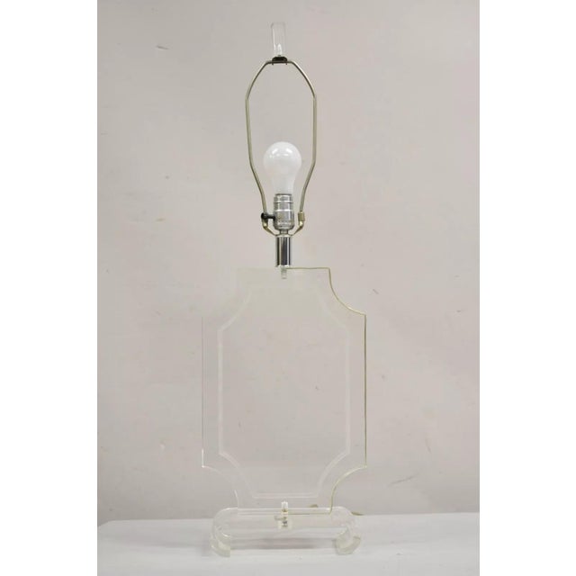 Vintage Mid Century Modern Sculpted Clear Lucite Octagonal Table Lamp For Sale - Image 12 of 12