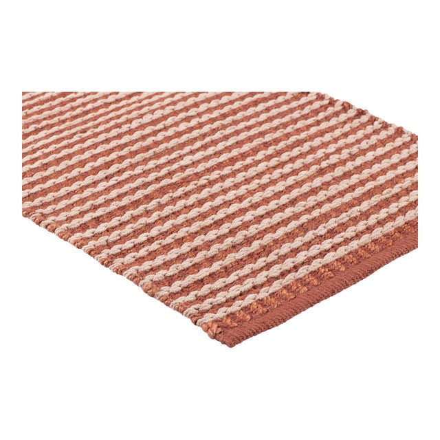 Part & Parcel Goods Textured Scallop Stripe Runner, 2’6”x8', Topaz and Bisque For Sale