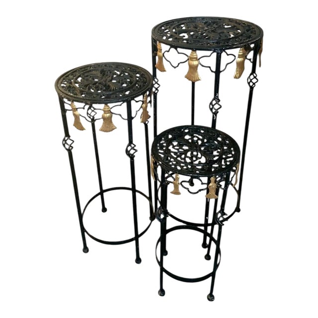 1960s Iron Plant Stands - Set of 3 For Sale
