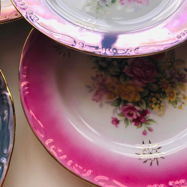 Victorian Vintage Royal Crown Fine China Floral Mix Color Plates- Set of 10 For Sale - Image 3 of 7