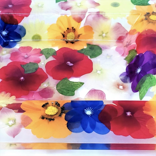 Tray or Bowl Lucite Flowers For Sale - Image 9 of 10