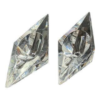 1950s Pair Baccarat Diamond Crystal Ashtrays For Sale