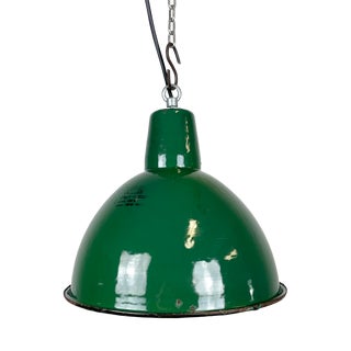 Industrial Green Enamel Factory Lamp from Polam, 1960s For Sale