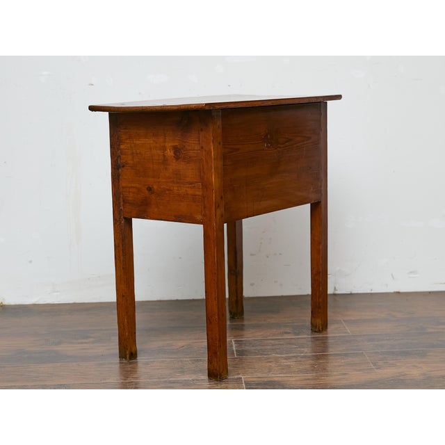 19th Century English Pine Side Table with Two Drawers and Patina For Sale - Image 11 of 12