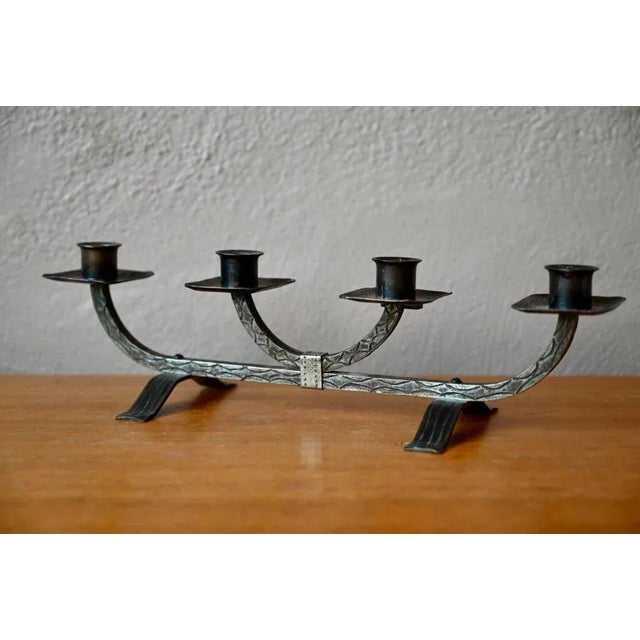 Brutalist Brushed Metal Candleholder, 1970s For Sale - Image 6 of 11