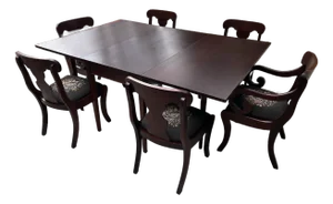 1960s One Drop Leaf Table and Seven Chairs