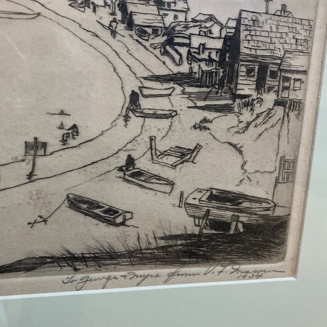 Original approx 8 x 14 etching on paper titled & inscribed & signed in pencil by artist Overall size with newer mat &...