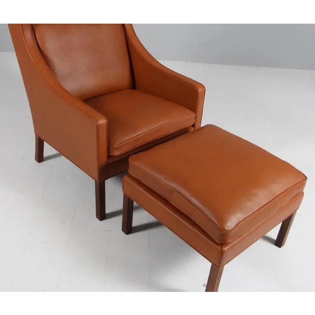 Børge Mogensen Set of Wingback Chair and Ottoman by Børge Mogensen for Fredericia For Sale - Image 4 of 11