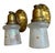 Metal 1920s Victorian Wheel Cut Etched Flower Wall Sconces on Original Brass Holders - Pair For Sale - Image 7 of 7