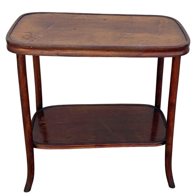 Vienna Secession beech bentwood side table showcasing classic Art Nouveau styling . The table comes with a rounded...