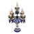1960’s Vintage Delft-Style Blue Hand-Painted Floral Motifs on White Porcelain Table Lamp With 5 Arms For Sale