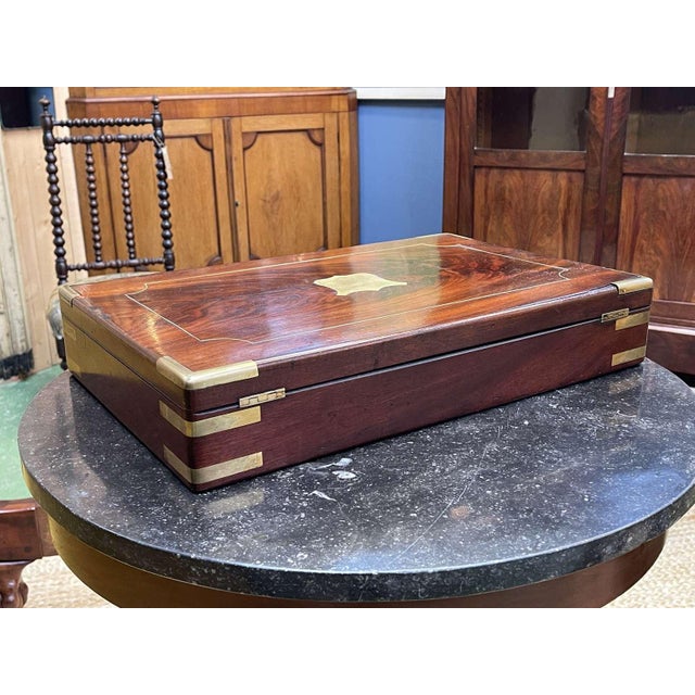 19th Century Mahogany Marine Chest For Sale - Image 9 of 16