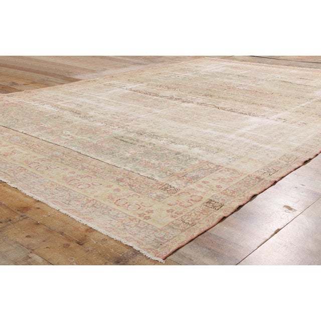 Textile Modern Rustic Vintage Persian Kerman Rug - 08'01 X 12'06 For Sale - Image 7 of 9