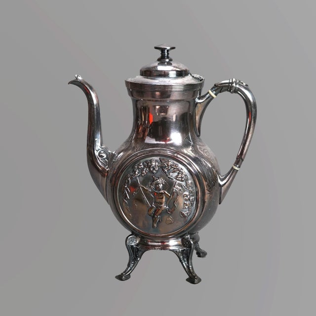 Silver Antique 5 Piece Bailey & Brainard Egyptian Revival Silver Plate Tea Set Circa 1890 For Sale - Image 8 of 11