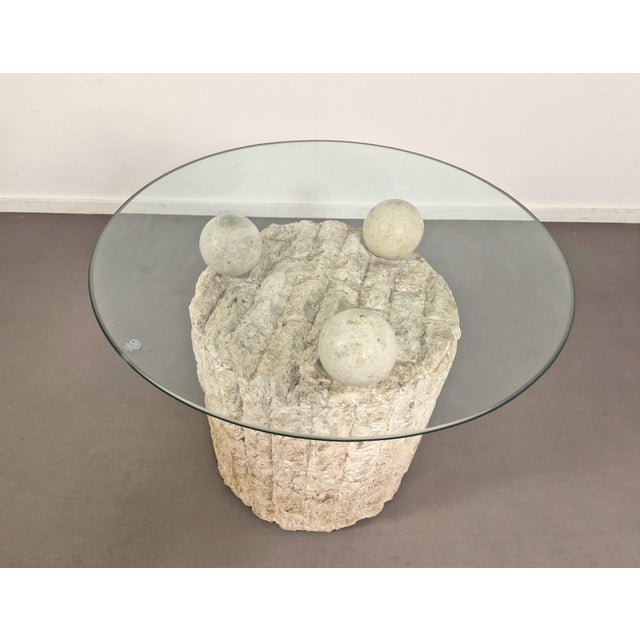 Glass Fossil Stone Coffee Table attributed to Magnussen Ponte, 1980s For Sale - Image 7 of 12