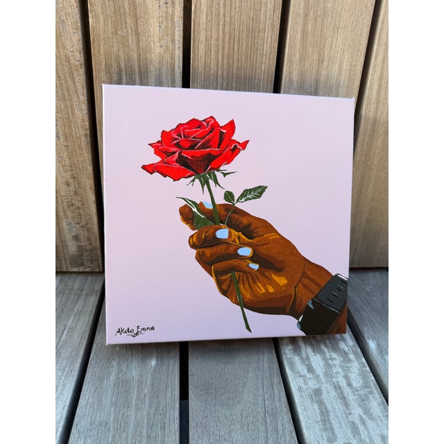 Textile A Rose for Trying, 1, by Emmanuel Akolo, (2026), Acrylic on Canvas For Sale - Image 7 of 9