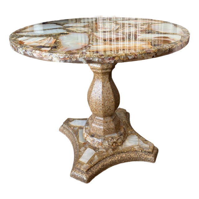 1960s Arturo Pani Inlaid Shell and Abalone Side Table For Sale