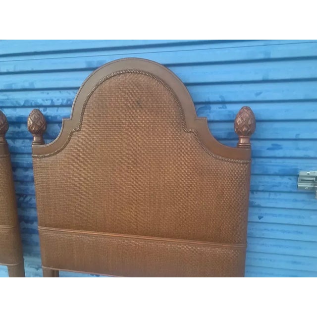 Tommy Bahama Bamboo Wicker Rattan Twin Headboards With Pineapple Finials - Set of 2 For Sale In Naples, FL - Image 6 of 11
