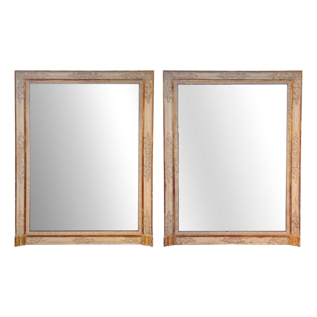 Large Giltwood Wall Mirrors with Decorative Frames, 19th Century, Set of 2 For Sale