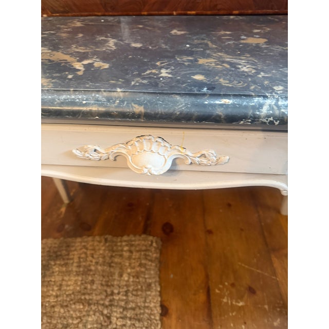 1960s Pale Gray Marble Top Louis Xv Style French Console,desk or Hall Table For Sale - Image 4 of 9