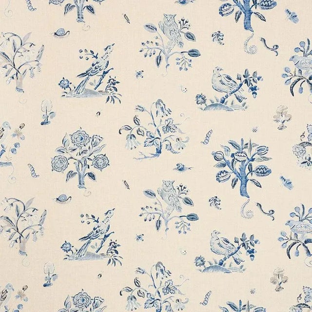 Schumacher Magical Menagerie Fabric in Blues For Sale